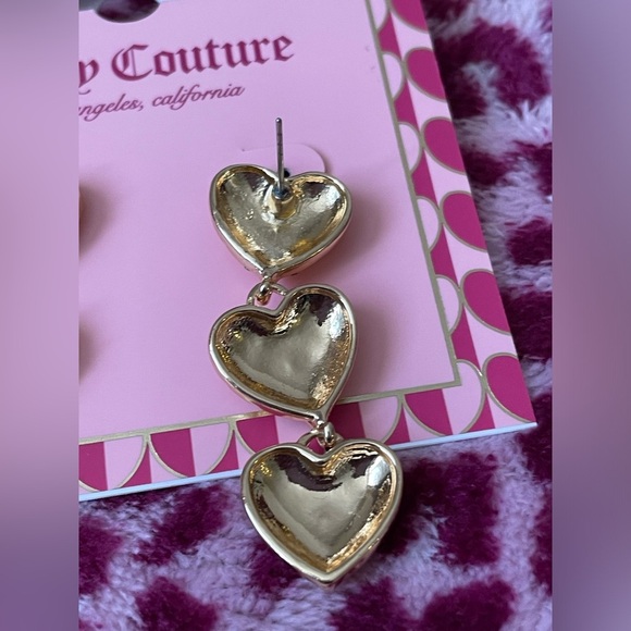 Juicy Couture Earrings,Juicy Couture Gold and Heart Drop Earrings - Picture 4 of 10